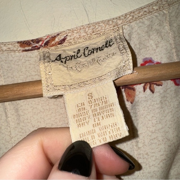 Women’s Vintage April Cornell Tan Cream Soft Floral Tank Top Maxi Dress Size: S - Picture 7 of 16